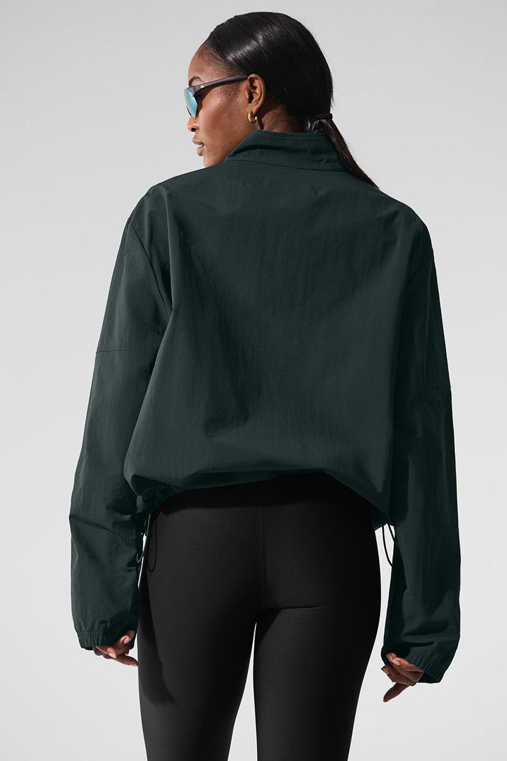 Charcoal Green Women Alo Yoga Light Weight Takeaway Track Pullover | Australia  61052-KAHB
