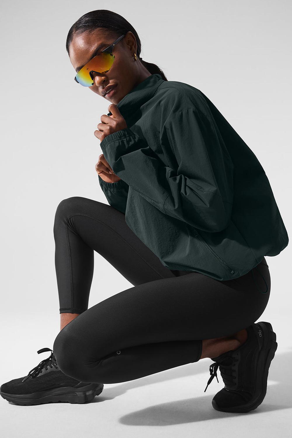 Charcoal Green Women Alo Yoga Light Weight Takeaway Track Pullover | Australia  61052-KAHB