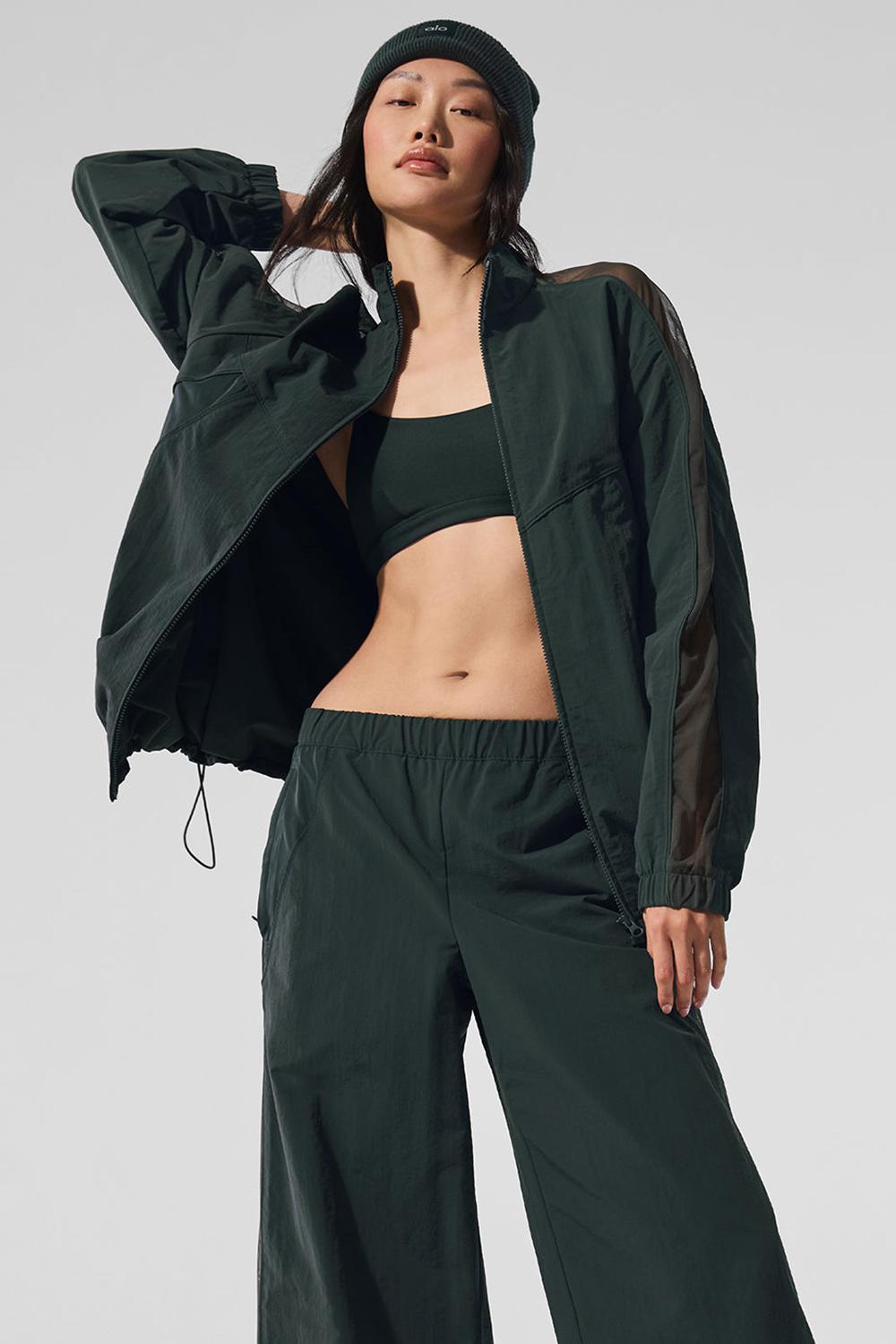 Charcoal Green Women Alo Yoga Origin Full-Zip Track Jacket | Australia  30627-GLPS