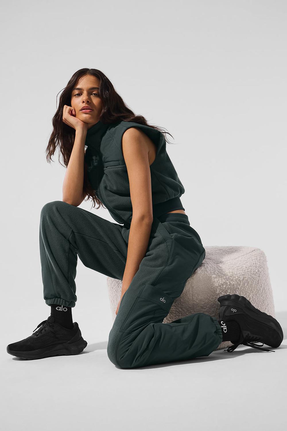 Charcoal Green Women Alo Yoga Polar Fleece Wintry Mix Pant | Australia  39142-PRDF