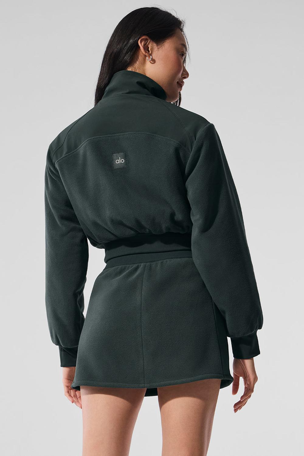 Charcoal Green Women Alo Yoga Polar Fleece Cropped Wintry Mix Jacket | Australia  14520-FCBU