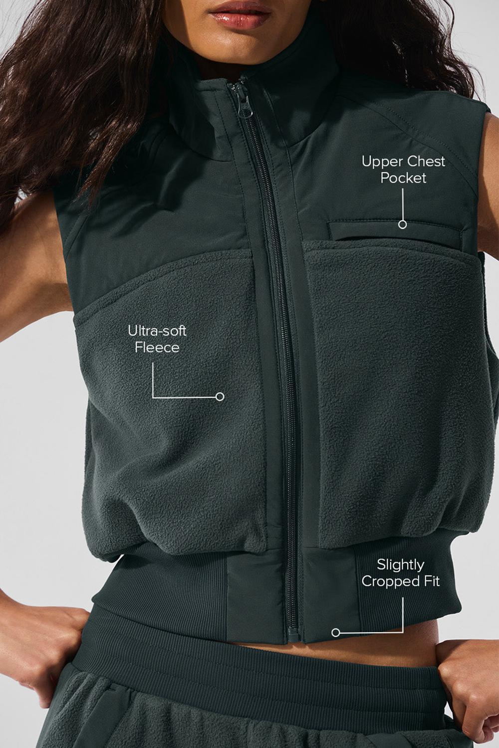 Charcoal Green Women Alo Yoga Polar Fleece Wintry Mix Vest | Australia  49516-NEKO