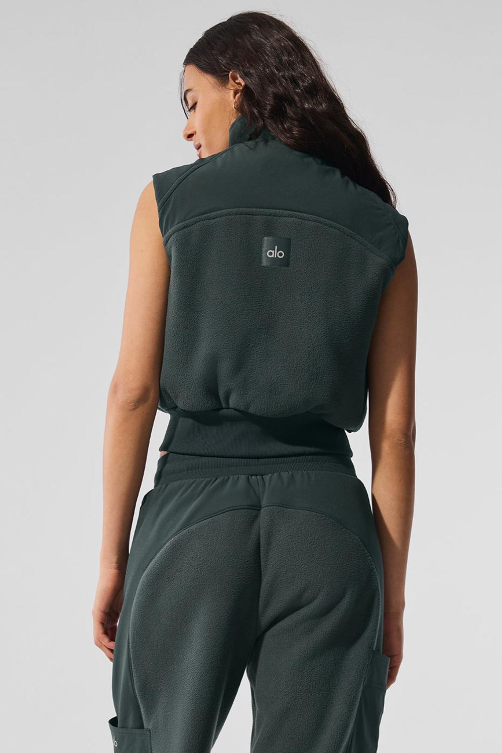 Charcoal Green Women Alo Yoga Polar Fleece Wintry Mix Vest | Australia  49516-NEKO