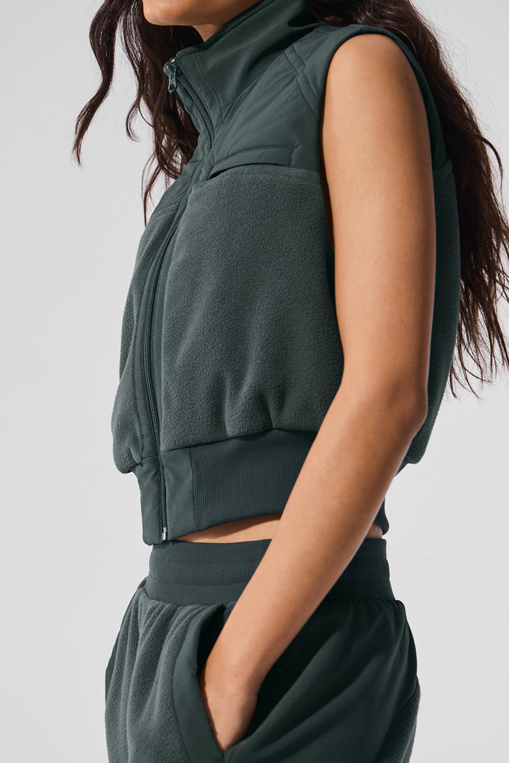 Charcoal Green Women Alo Yoga Polar Fleece Wintry Mix Vest | Australia  49516-NEKO