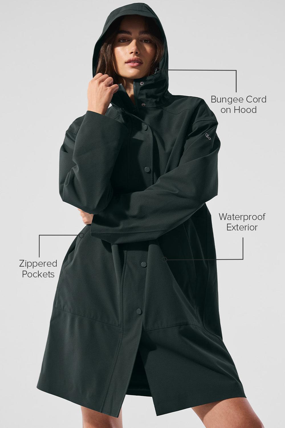 Charcoal Green Women Alo Yoga Rain Or Shine Long Coat | Australia  32789-ASVF
