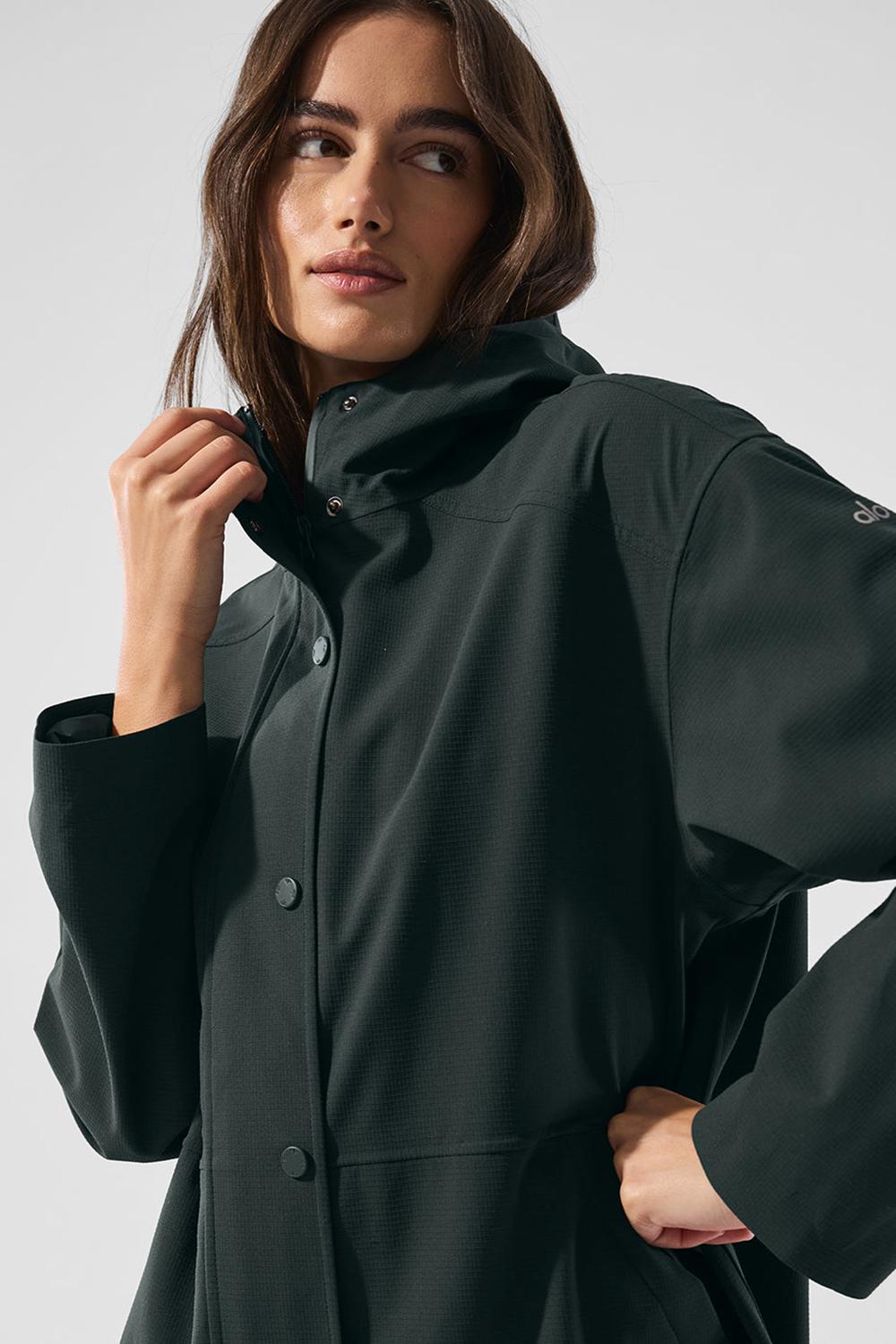 Charcoal Green Women Alo Yoga Rain Or Shine Long Coat | Australia  32789-ASVF