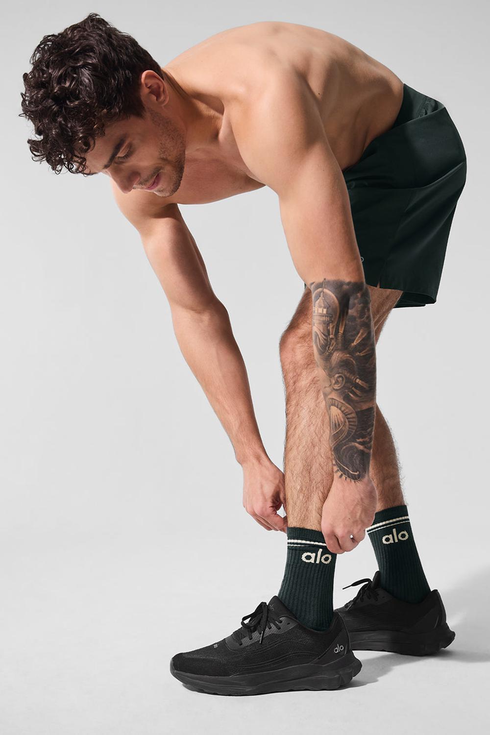 Charcoal Green / Ivory Women Alo Yoga Unisex Throwback Sock | Australia  80412-DMGY