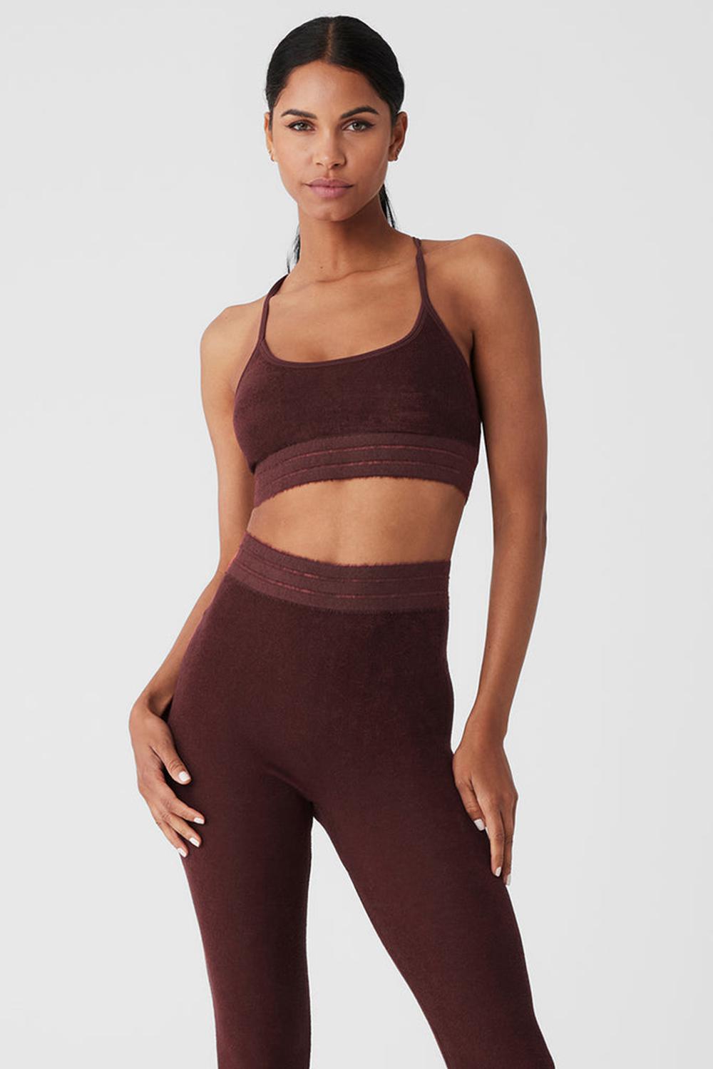 Cherry Cola Women Alo Yoga Seamless Luxe Terry Cuddle Bra | Australia  87459-RXWT