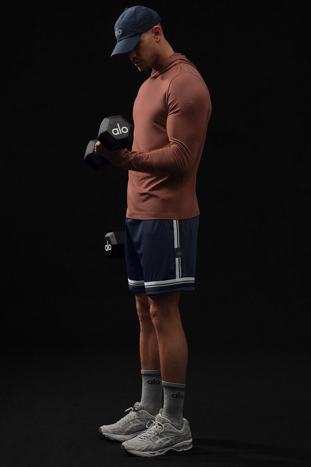 Chestnut Men Alo Yoga Conquer Reform With Hood Long Sleeve | Australia  51279-JOXZ