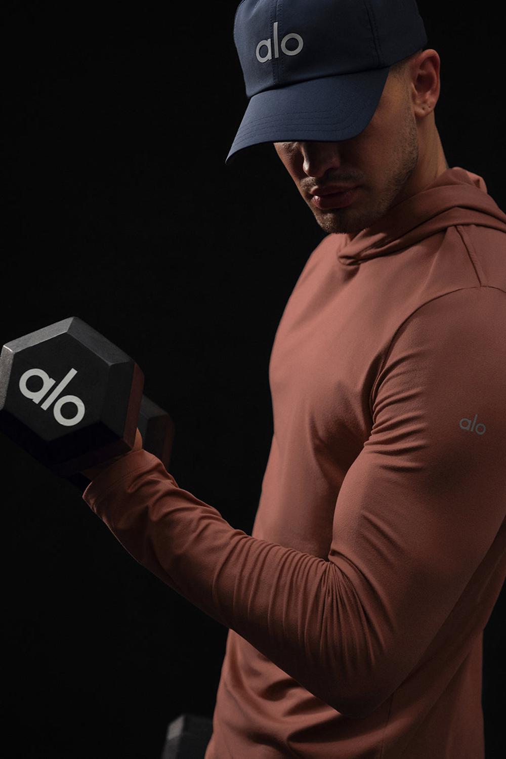 Chestnut Men Alo Yoga Conquer Reform With Hood Long Sleeve | Australia  51279-JOXZ