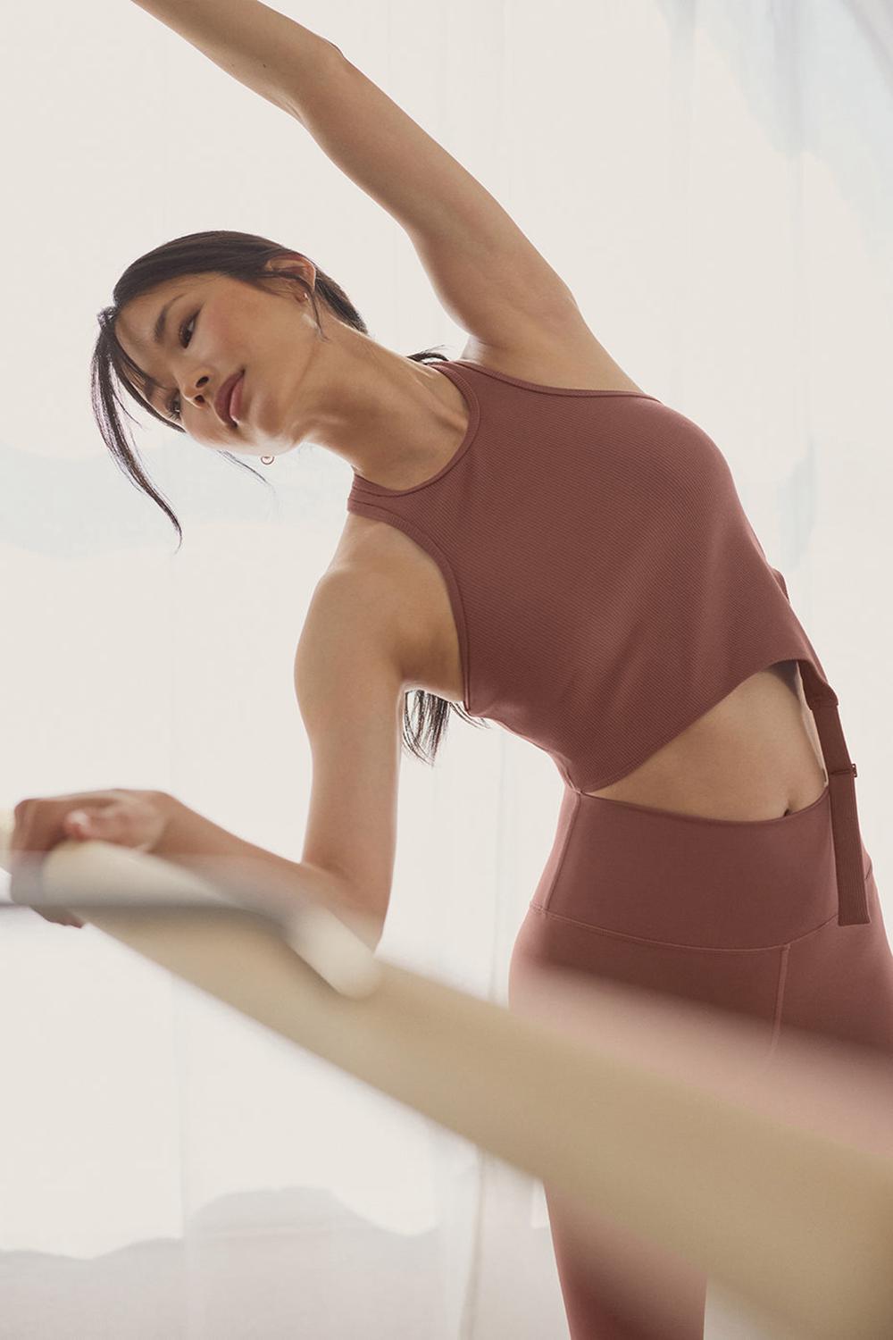 Chestnut Women Alo Yoga Alosoft Ribbed Revelation Tank | Australia  65701-SMZG