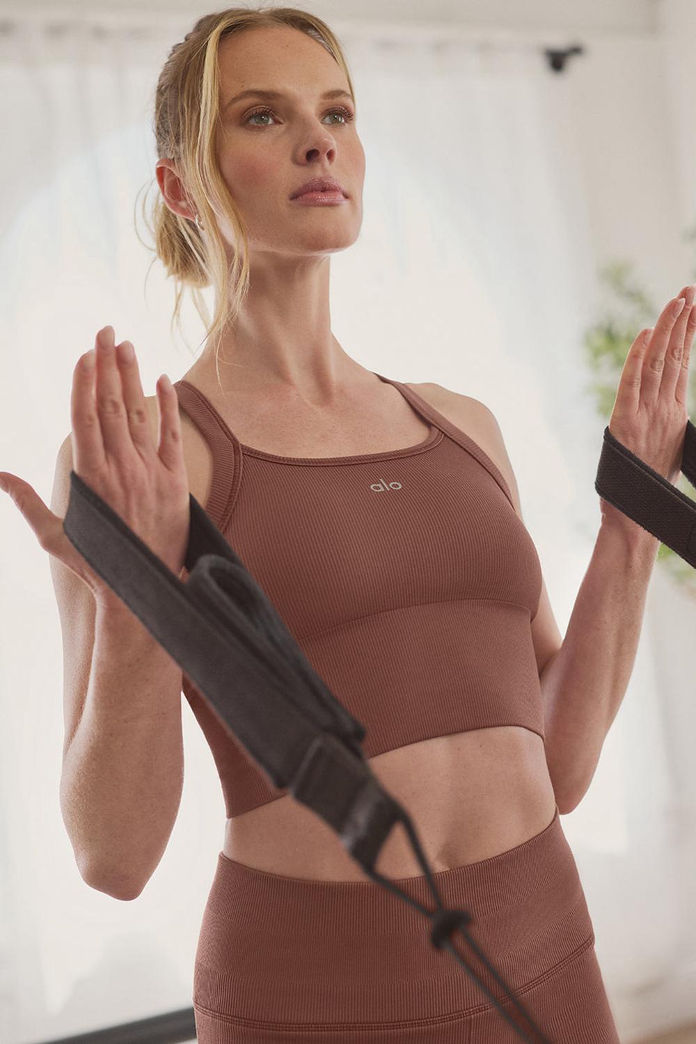 Chestnut Women Alo Yoga Seamless Ribbed Favorite Bra Tank | Australia  51708-MRPJ