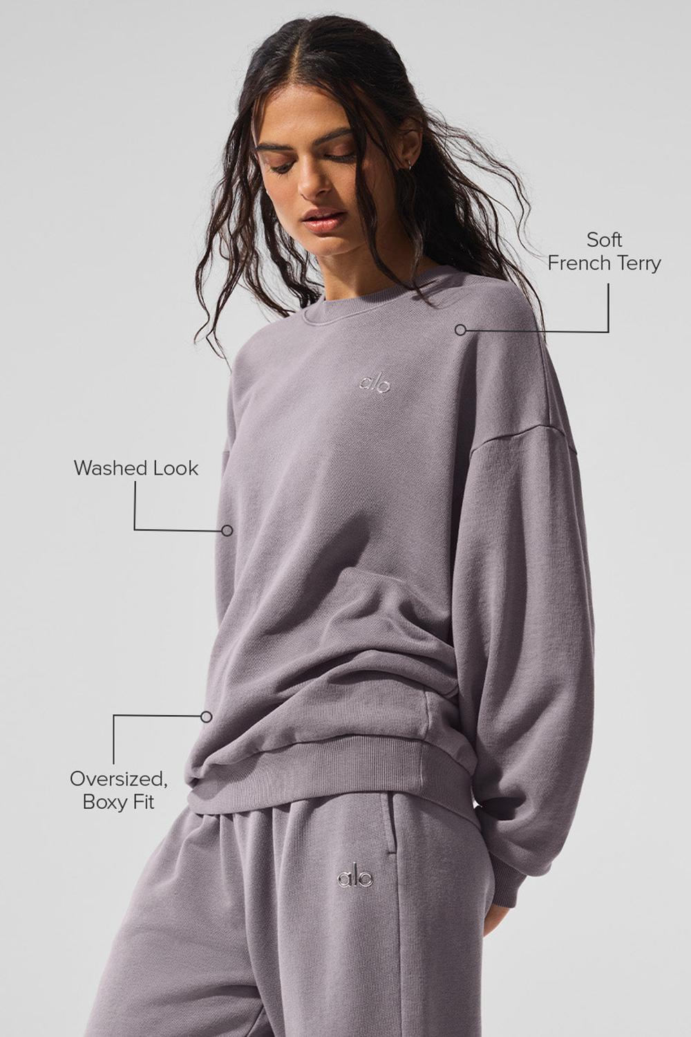 Cool Grey Wash Women Alo Yoga Washed Accolade Crew Neck Pullover | Australia  27983-WSUJ