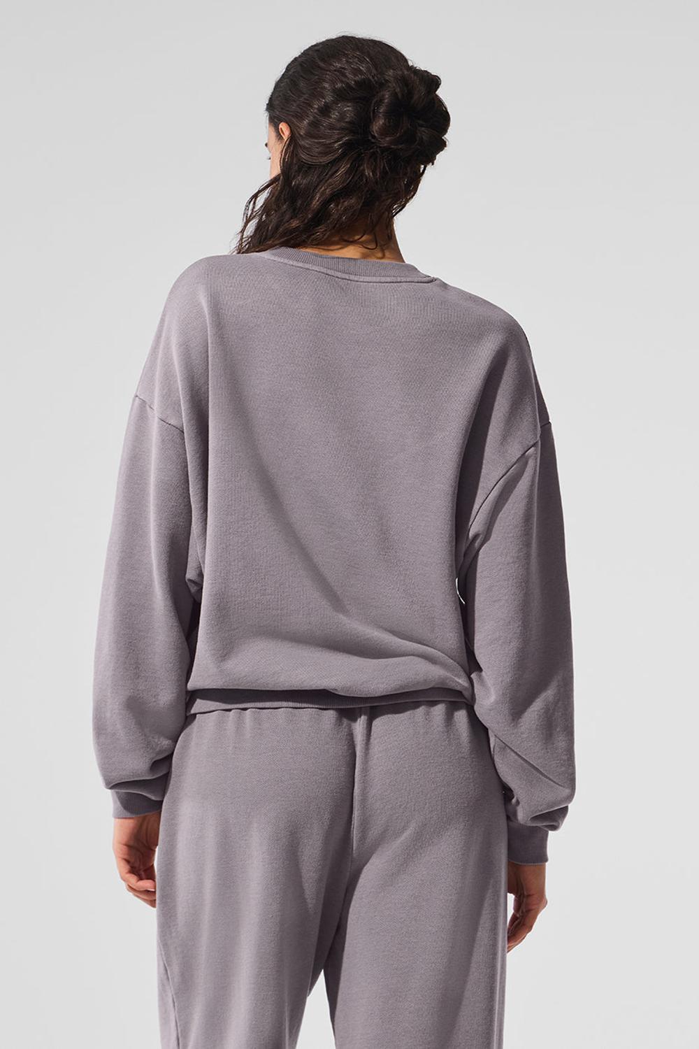 Cool Grey Wash Women Alo Yoga Washed Accolade Crew Neck Pullover | Australia  27983-WSUJ