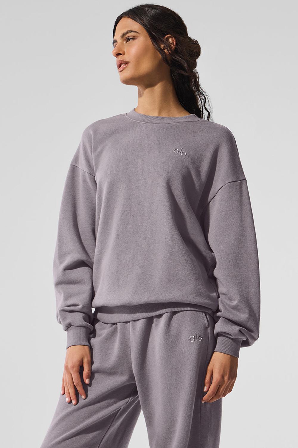 Cool Grey Wash Women Alo Yoga Washed Accolade Crew Neck Pullover | Australia  27983-WSUJ