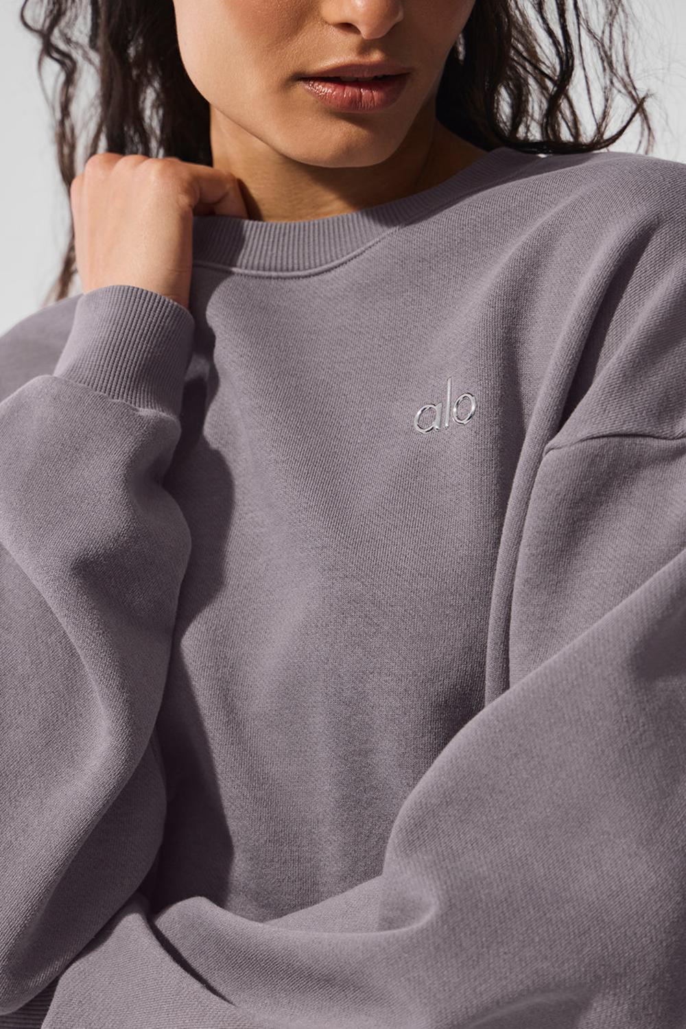 Cool Grey Wash Women Alo Yoga Washed Accolade Crew Neck Pullover | Australia  27983-WSUJ