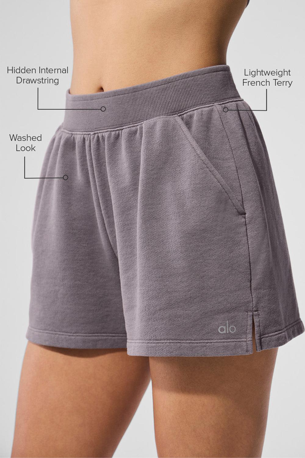 Cool Grey Wash Women Alo Yoga Washed Low Key Sweat Short | Australia  90165-QRHJ