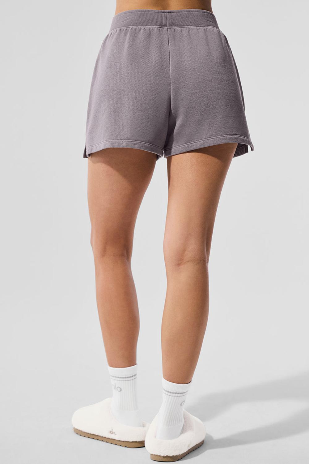 Cool Grey Wash Women Alo Yoga Washed Low Key Sweat Short | Australia  90165-QRHJ