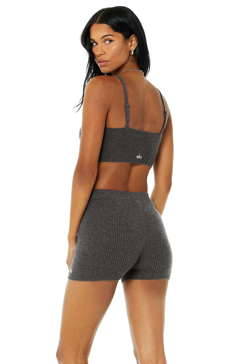Cozy Grey Heather Women Alo Yoga Cashmere Ribbed Staycation Bra | Australia  76825-WIGJ