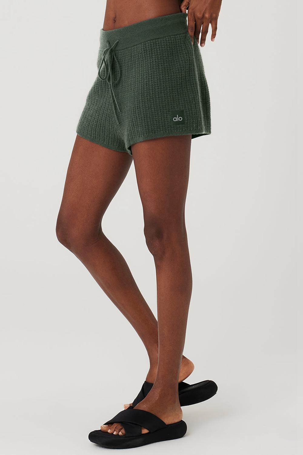 Dark Cactus Women Alo Yoga Cashmere High-Waist Plush Waffle Short | Australia  57398-HPLK