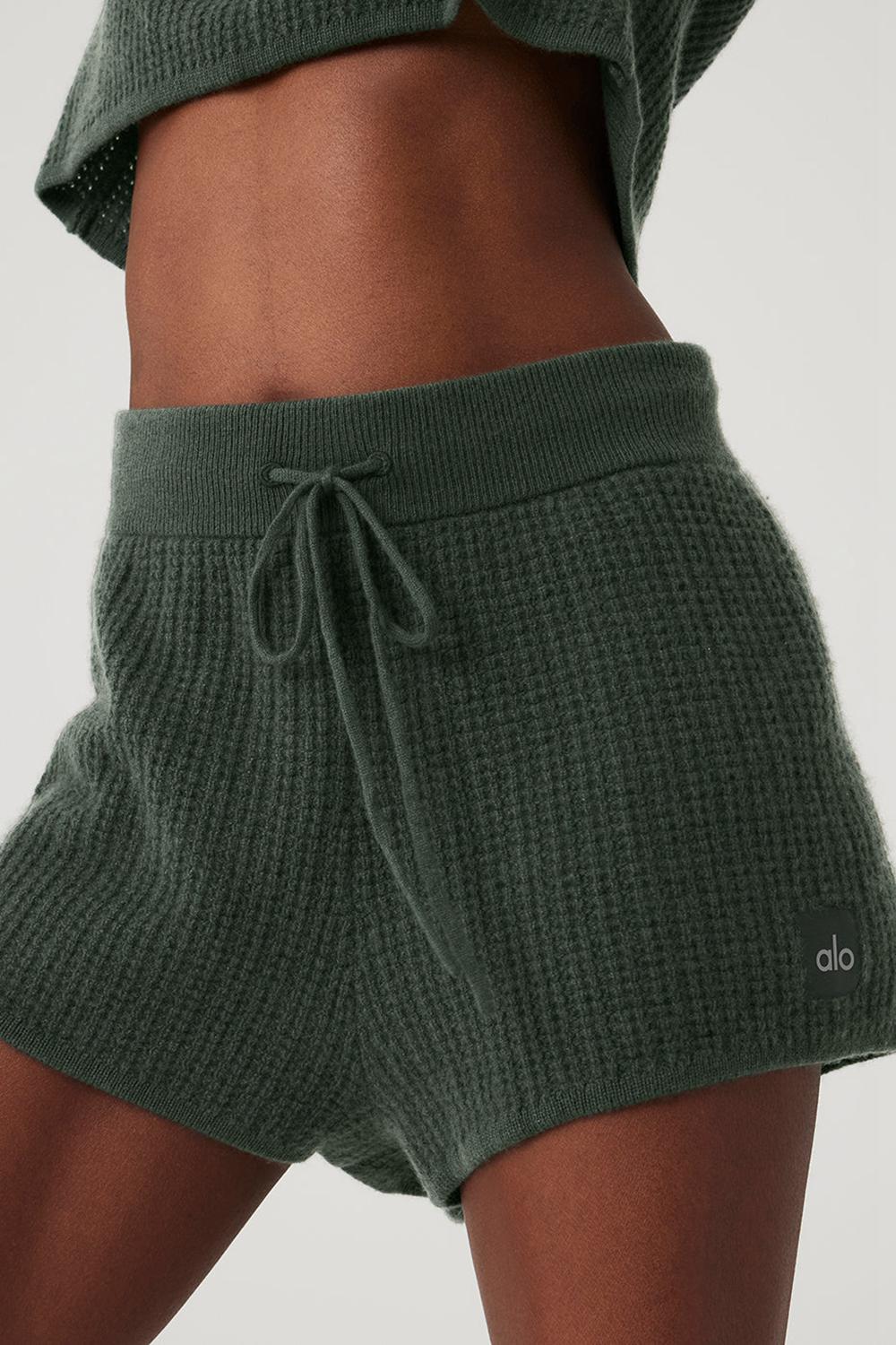 Dark Cactus Women Alo Yoga Cashmere High-Waist Plush Waffle Short | Australia  57398-HPLK