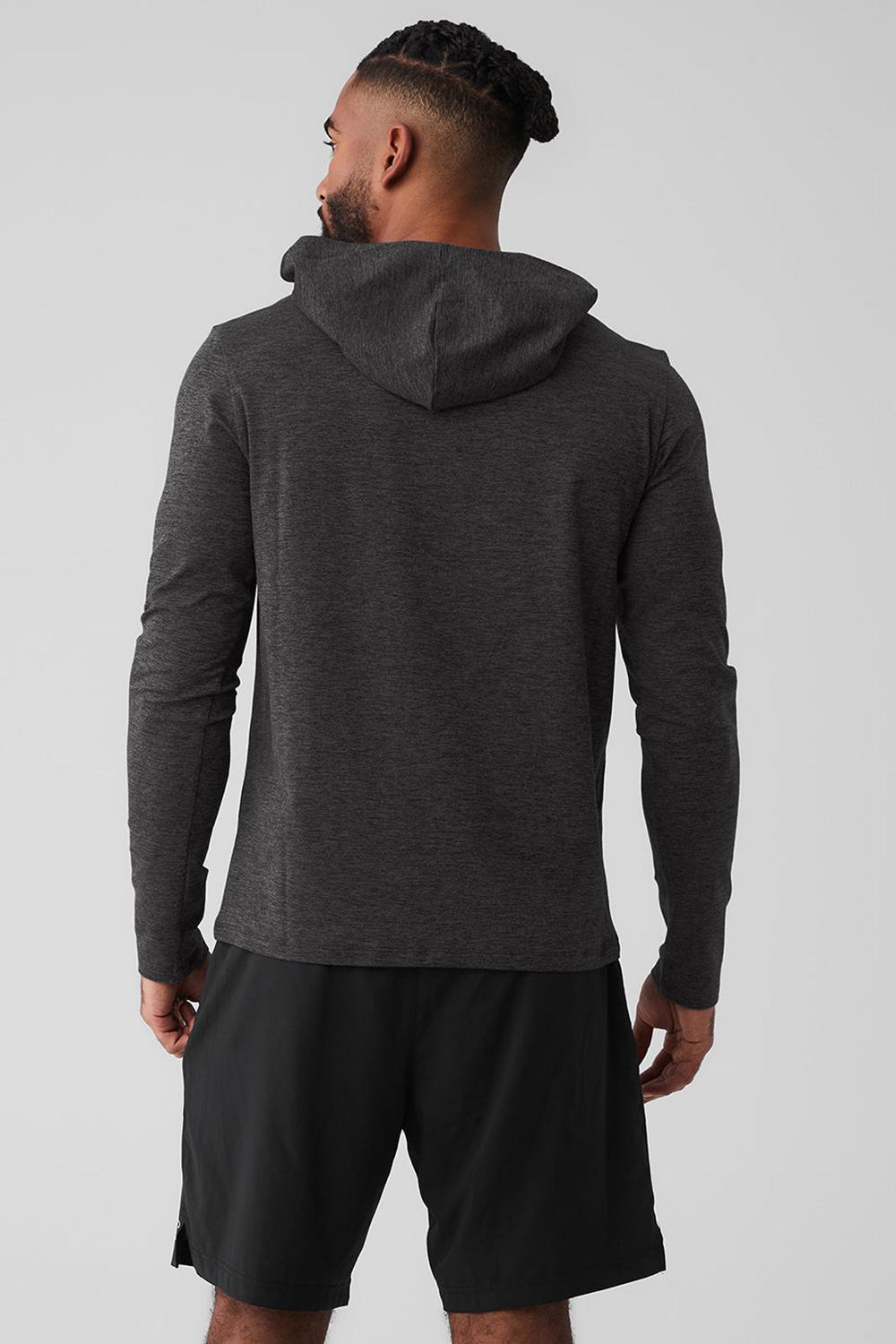 Dark Heather Grey Men Alo Yoga Conquer Reform With Hood Long Sleeve | Australia  71042-ZXTB