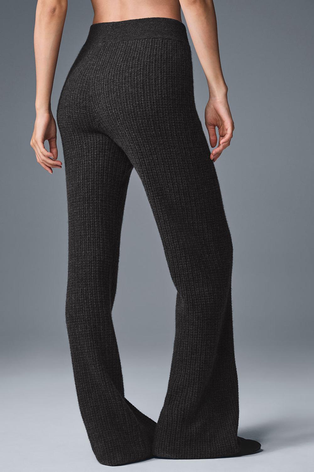 Dark Heather Grey Women Alo Yoga Cashmere High-Waist Plush Waffle Pant | Australia  67385-ADEG