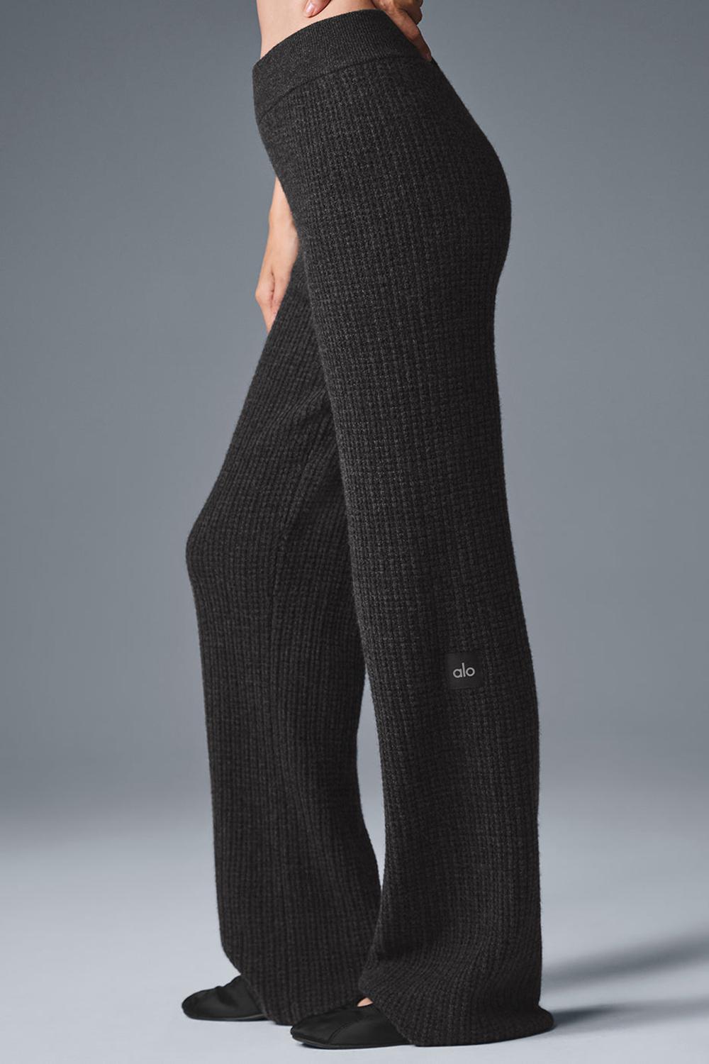 Dark Heather Grey Women Alo Yoga Cashmere High-Waist Plush Waffle Pant | Australia  67385-ADEG