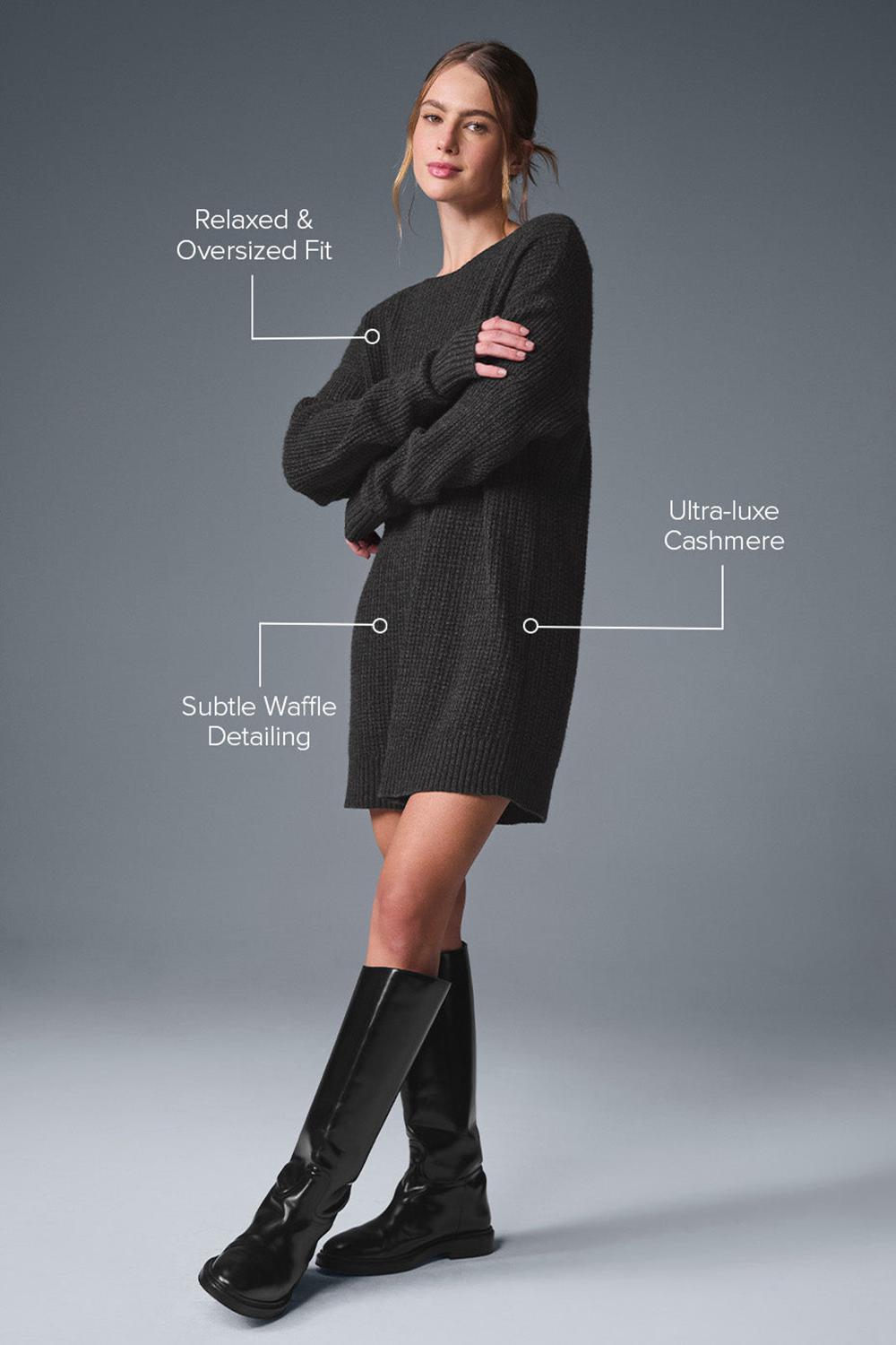 Dark Heather Grey Women Alo Yoga Cashmere Plush Waffle Dress | Australia  47136-WZGA