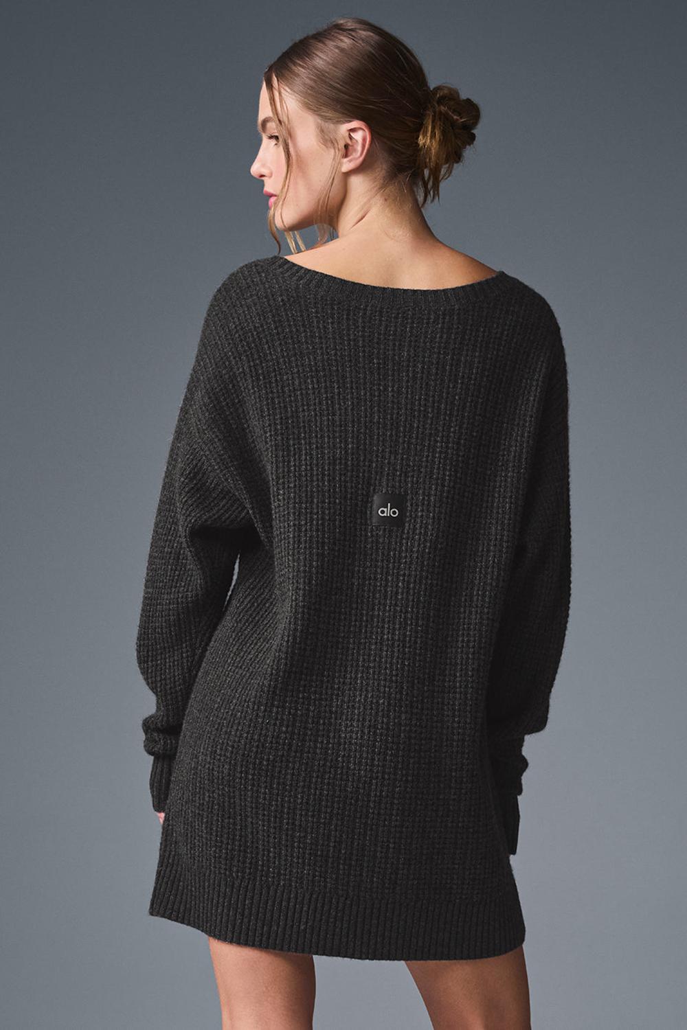 Dark Heather Grey Women Alo Yoga Cashmere Plush Waffle Dress | Australia  47136-WZGA
