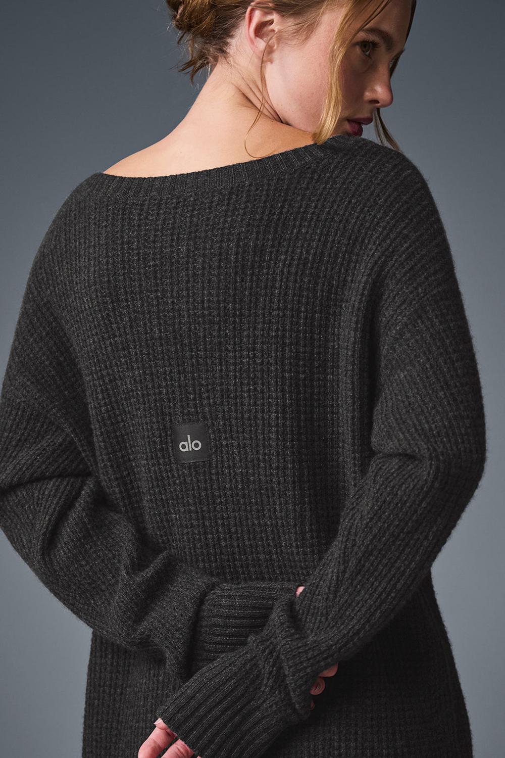 Dark Heather Grey Women Alo Yoga Cashmere Plush Waffle Dress | Australia  47136-WZGA