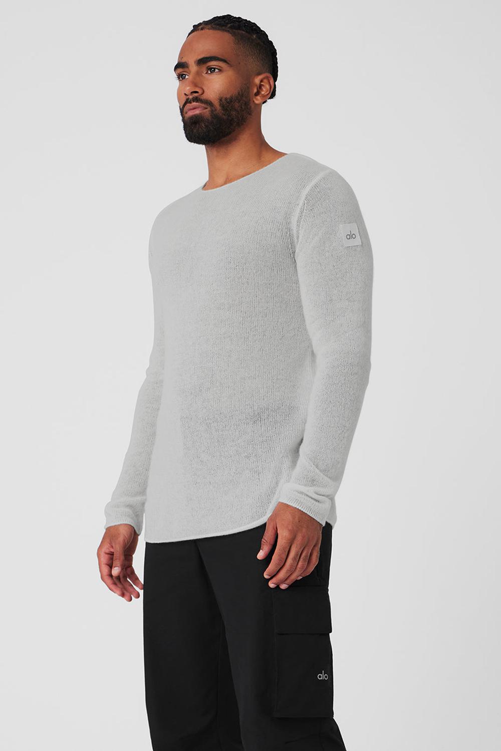 Dove Grey Heather Men Alo Yoga Cashmere Reform Long Sleeve | Australia  70153-ZGDX