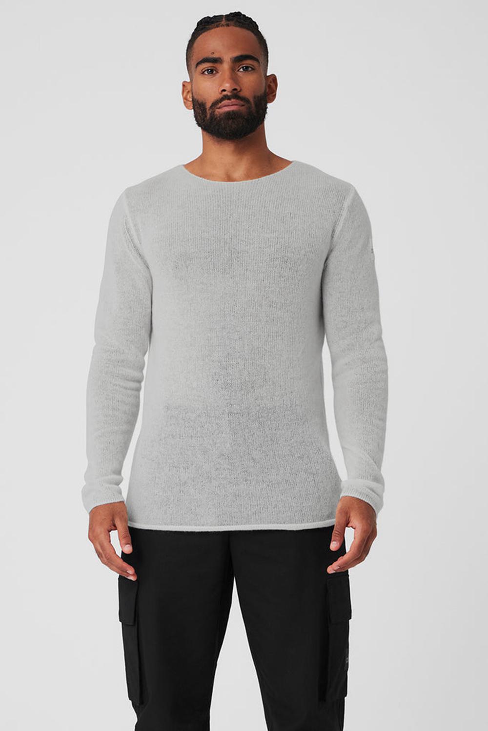 Dove Grey Heather Men Alo Yoga Cashmere Reform Long Sleeve | Australia  70153-ZGDX