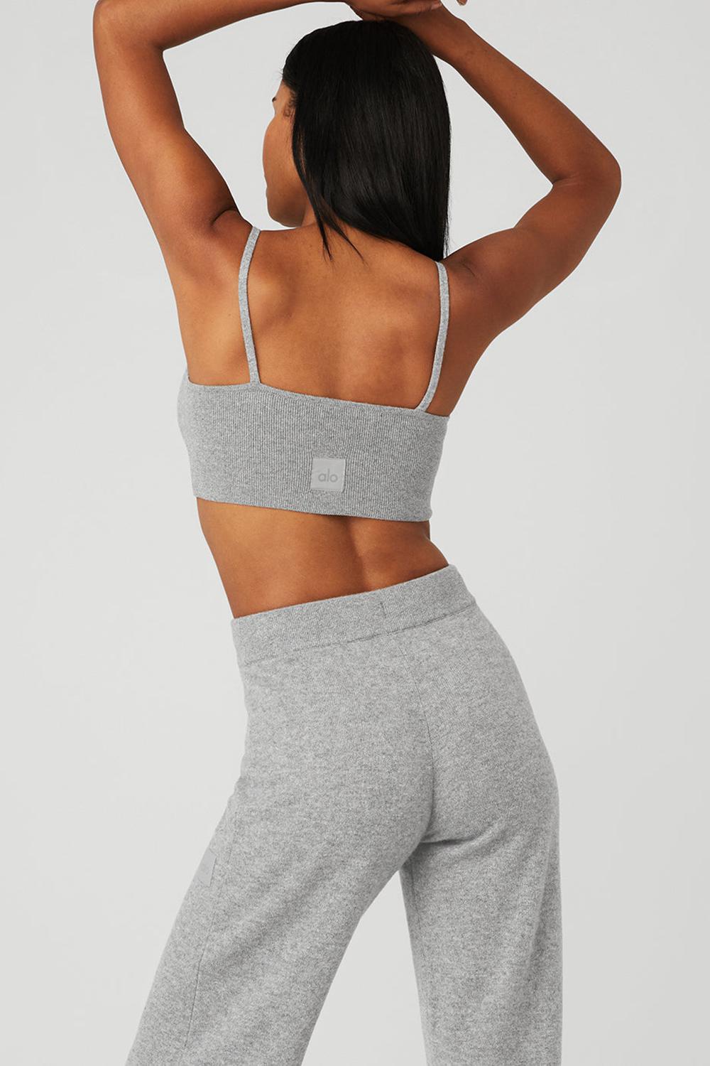 Dove Grey Heather Women Alo Yoga Cashmere Jet Set Bra | Australia  83105-BJQN