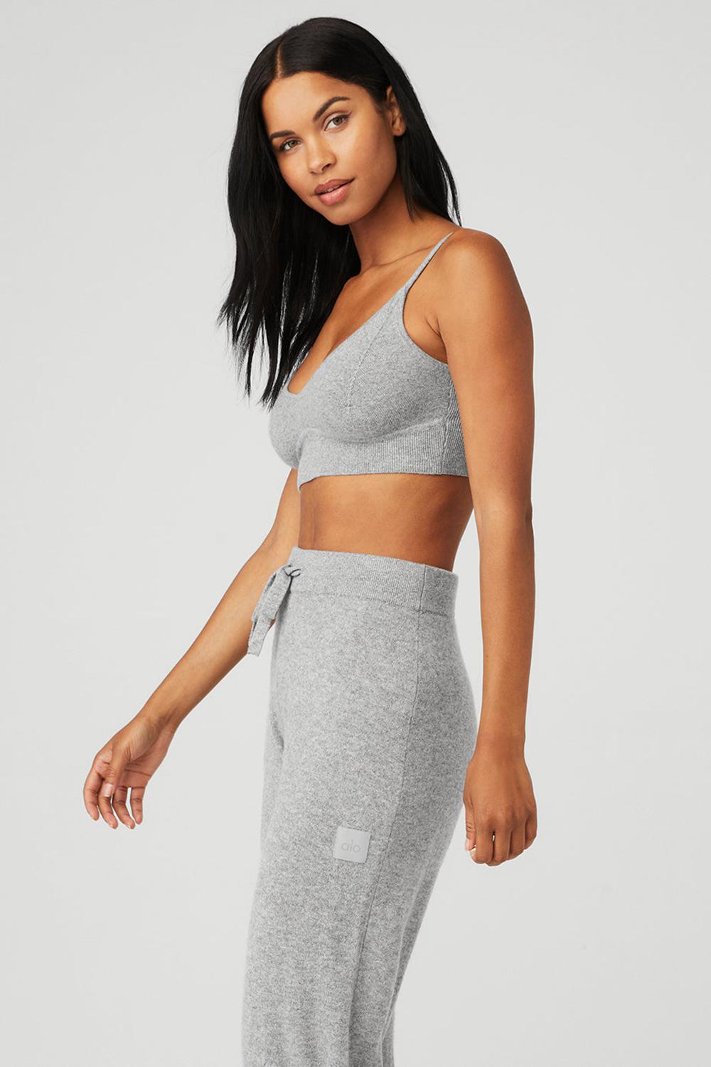 Dove Grey Heather Women Alo Yoga Cashmere Jet Set Bra | Australia  83105-BJQN