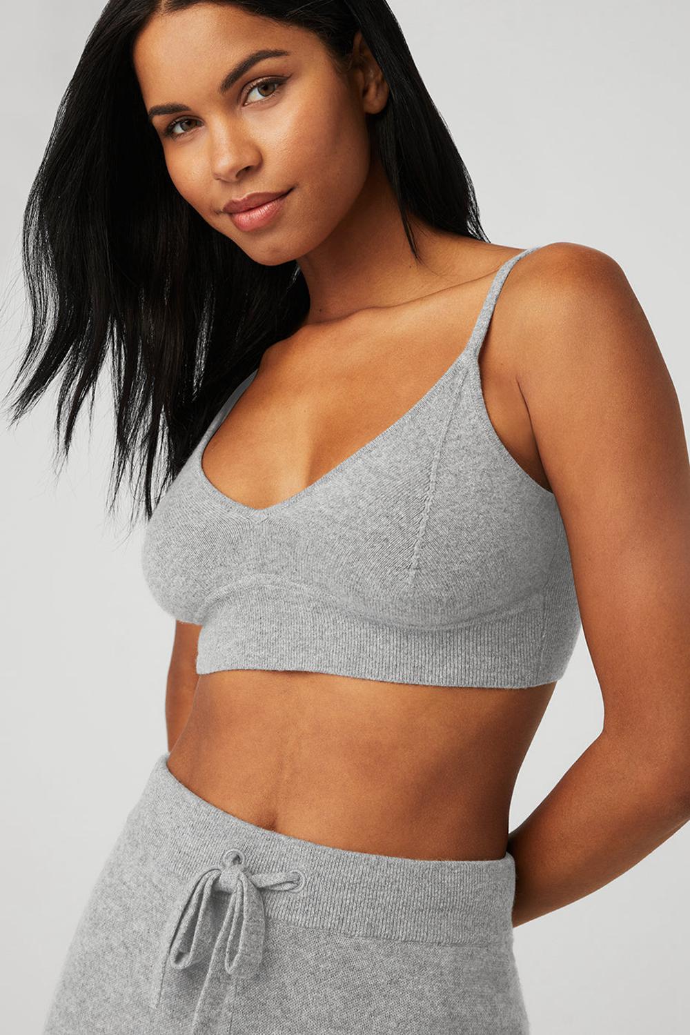 Dove Grey Heather Women Alo Yoga Cashmere Jet Set Bra | Australia  83105-BJQN