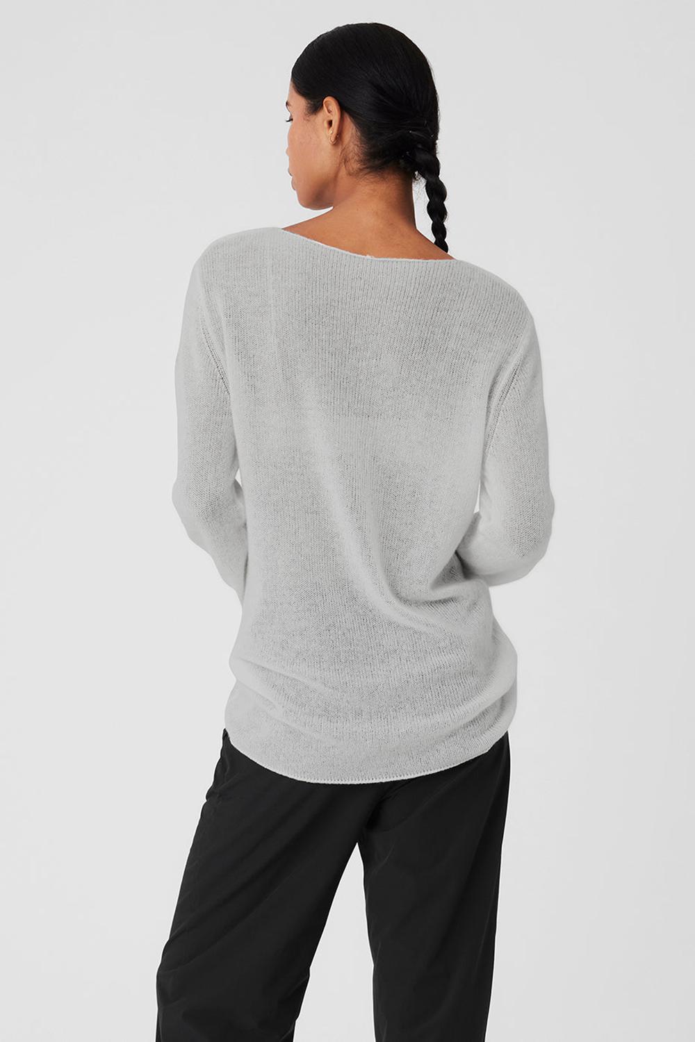Dove Grey Heather Women Alo Yoga Cashmere Reform Long Sleeve | Australia  97528-AGUH