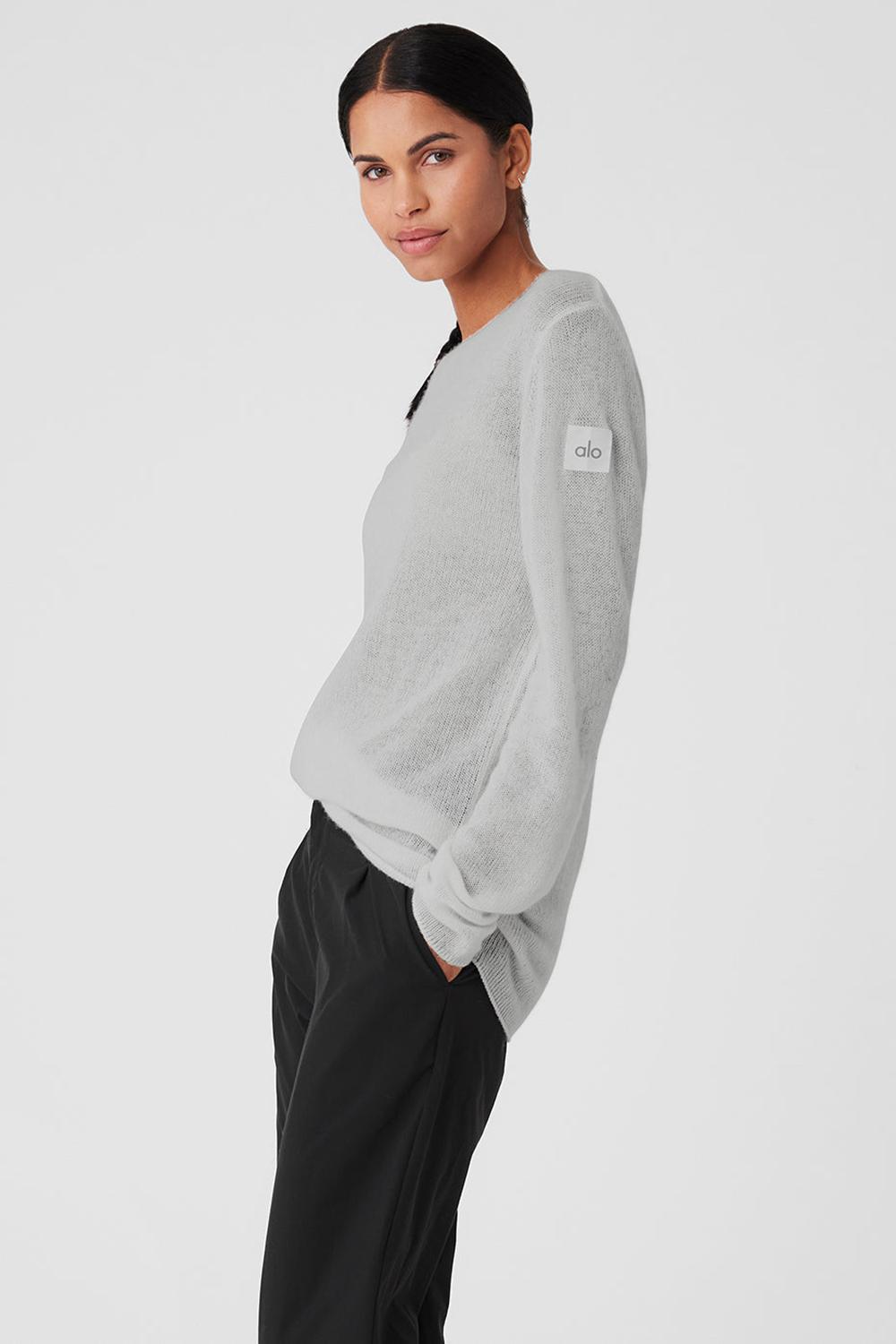 Dove Grey Heather Women Alo Yoga Cashmere Reform Long Sleeve | Australia  97528-AGUH