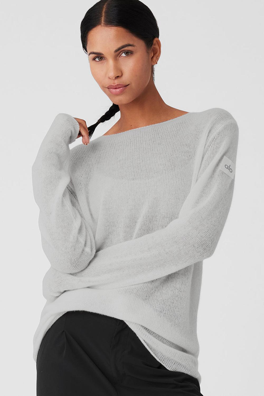Dove Grey Heather Women Alo Yoga Cashmere Reform Long Sleeve | Australia  97528-AGUH