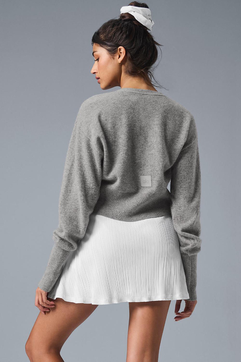 Dove Grey Heather Women Alo Yoga Cashmere Jet Set Cardigan | Australia  14597-POEM