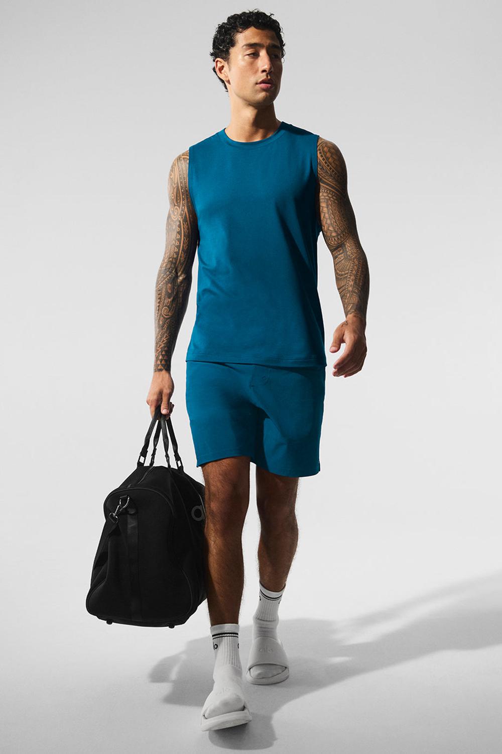 Eclipse Blue Men Alo Yoga Conquer Muscle Tank | Australia  63952-EPDV
