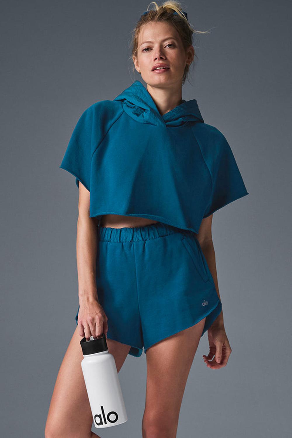 Eclipse Blue Women Alo Yoga Cropped In The Air Short Sleeve | Australia  03546-NBDA