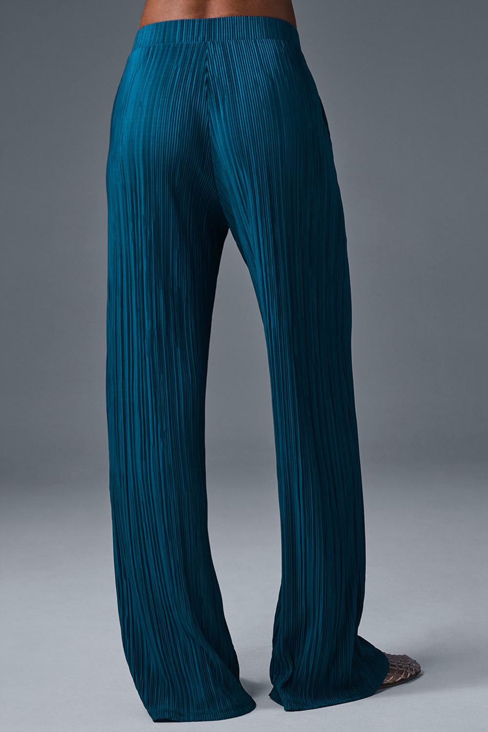 Eclipse Blue Women Alo Yoga High-Waist Micro Plisse Straight Leg Pant | Australia  32798-YURO