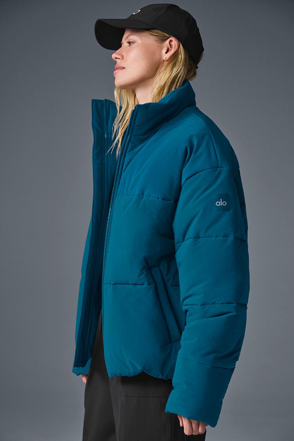 Eclipse Blue Women Alo Yoga Stretch Woven Street Puffer Jacket | Australia  45368-LXOS