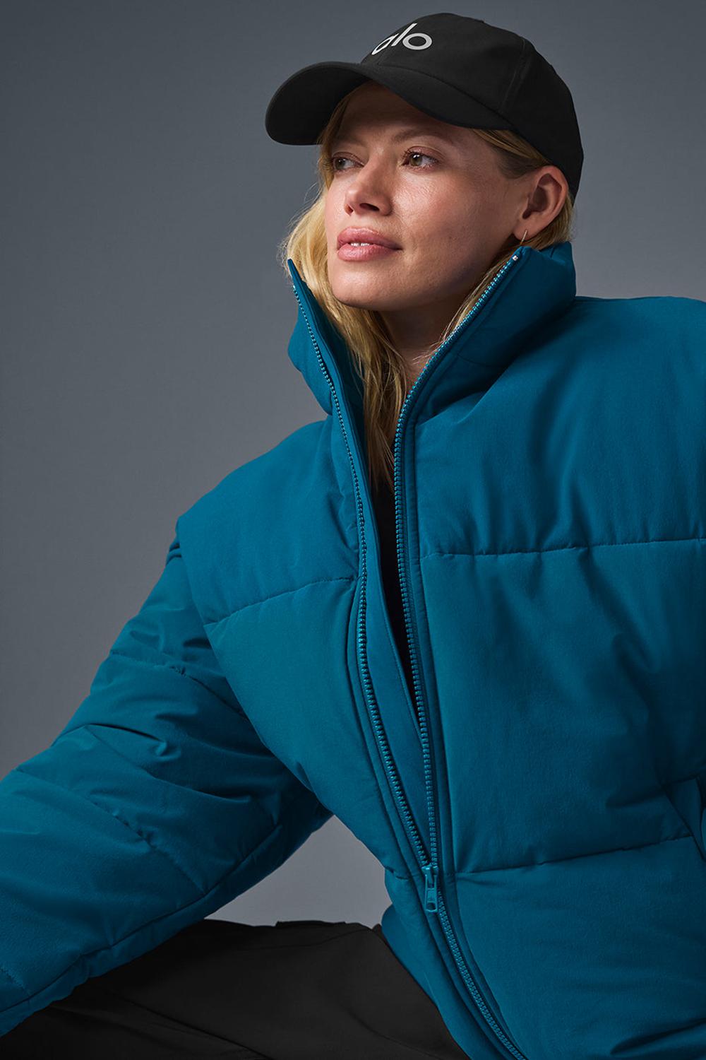 Eclipse Blue Women Alo Yoga Stretch Woven Street Puffer Jacket | Australia  45368-LXOS
