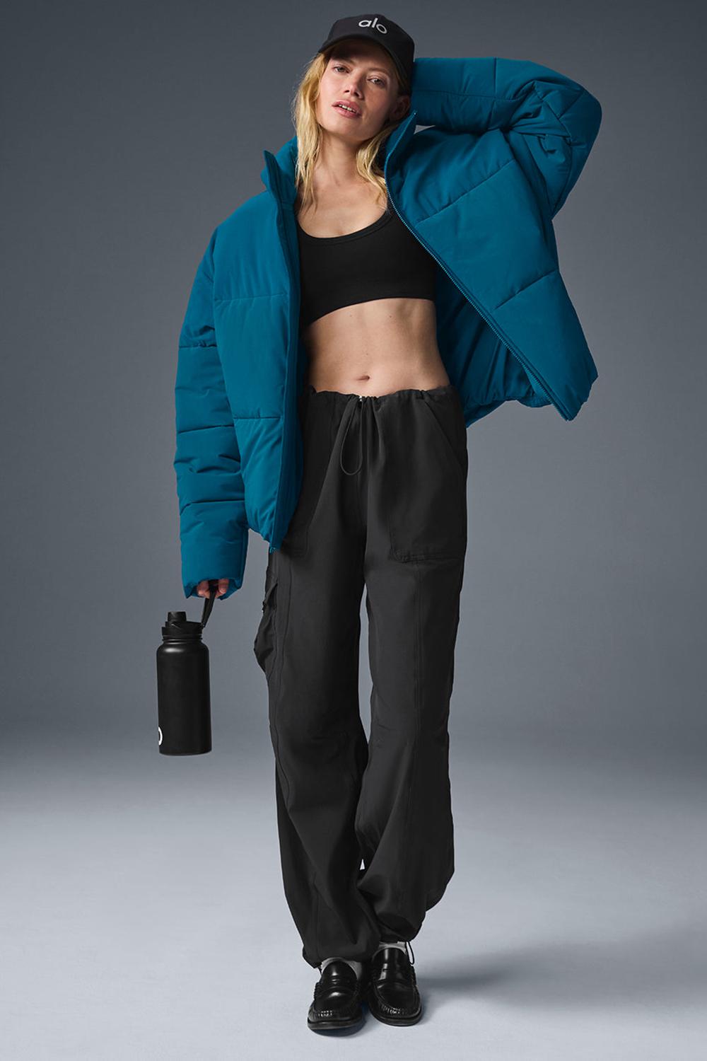 Eclipse Blue Women Alo Yoga Stretch Woven Street Puffer Jacket | Australia  45368-LXOS