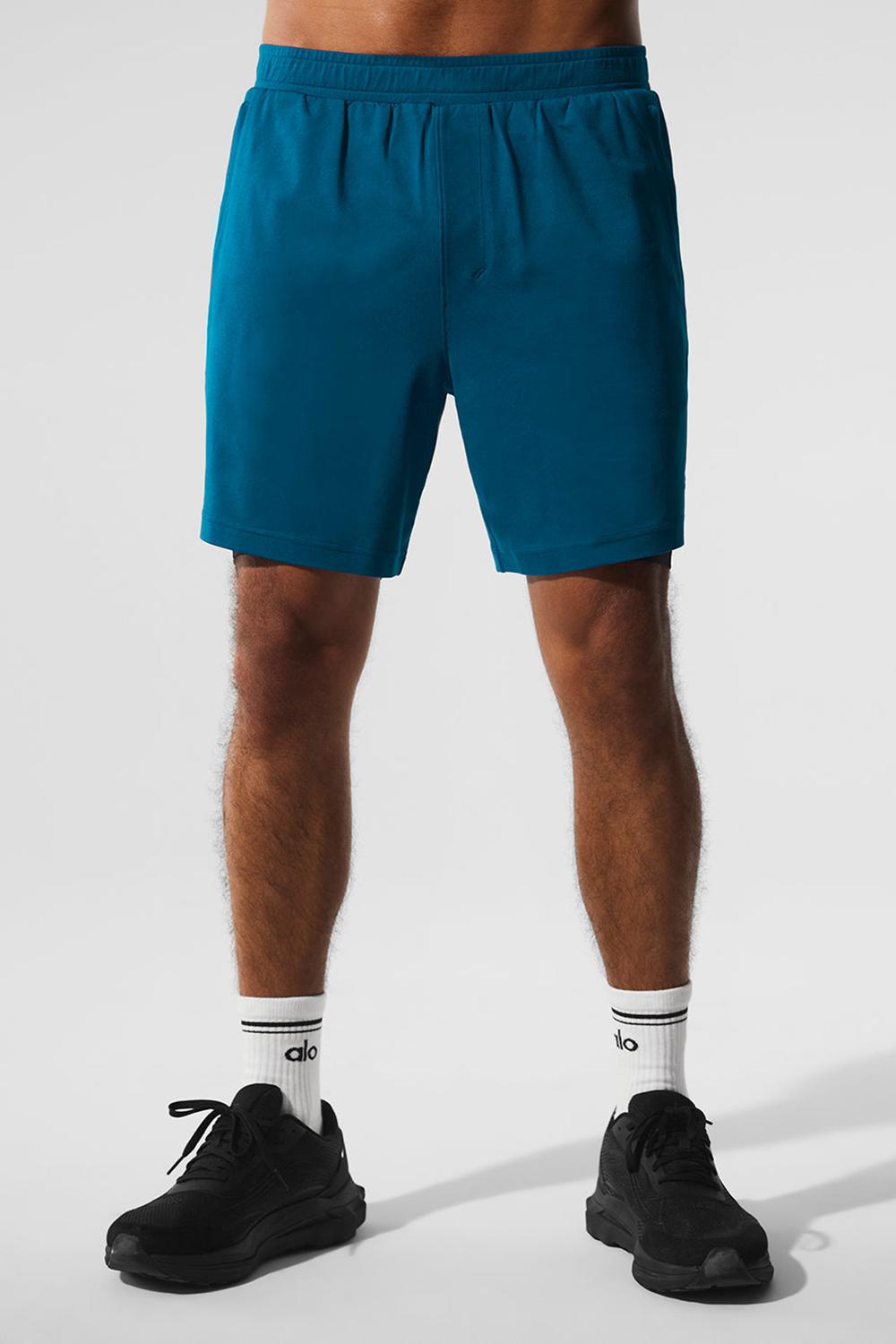 Eclipse Blue / Black Men Alo Yoga Conquer React 2-In-1 Performance Short | Australia  39254-AKGB