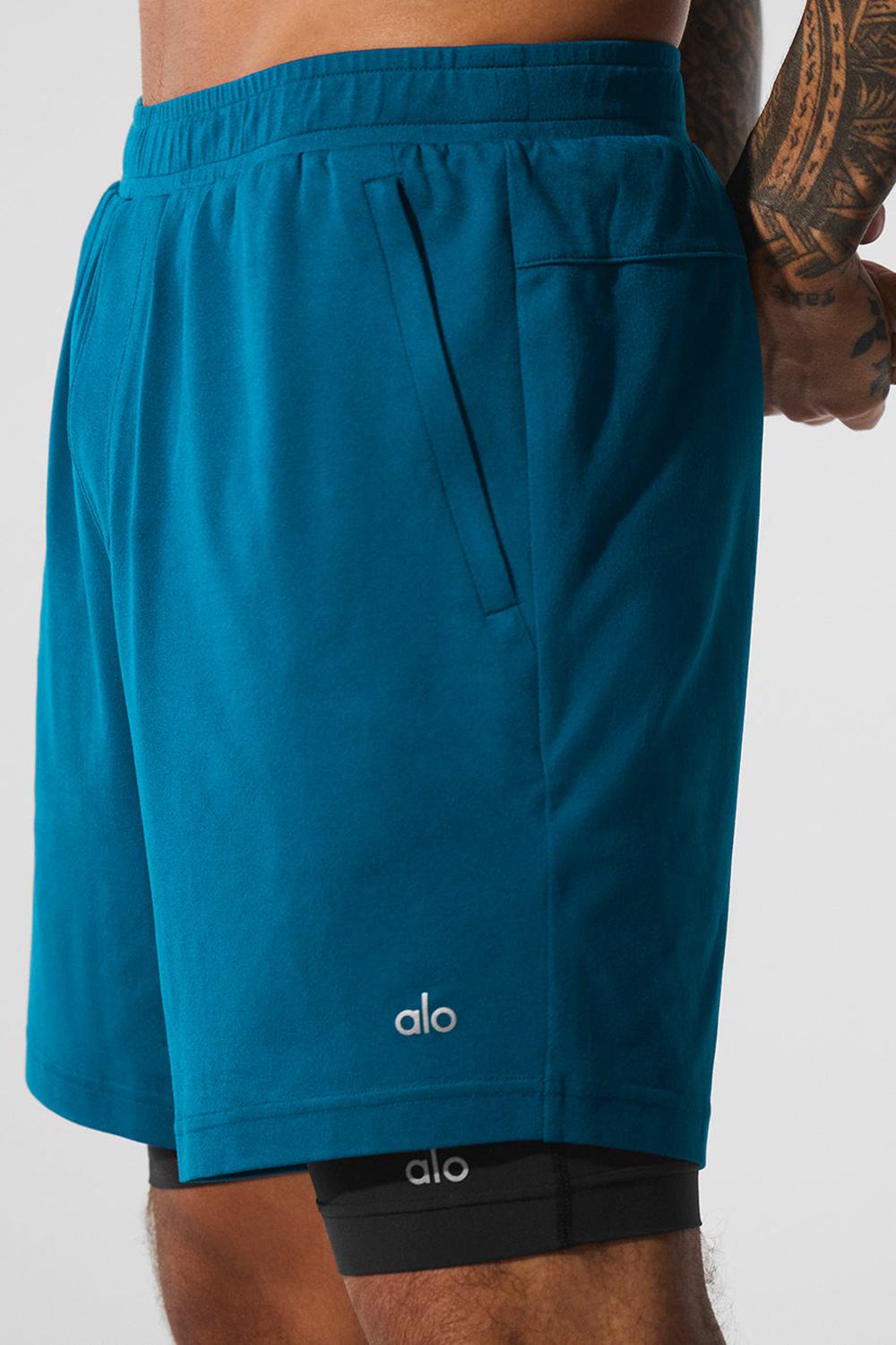 Eclipse Blue / Black Men Alo Yoga Conquer React 2-In-1 Performance Short | Australia  39254-AKGB