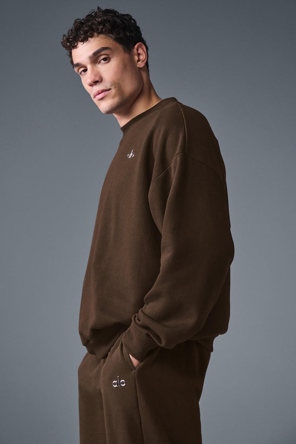 Espresso Men Alo Yoga Accolade Crew Neck Pullover | Australia  14863-FROL
