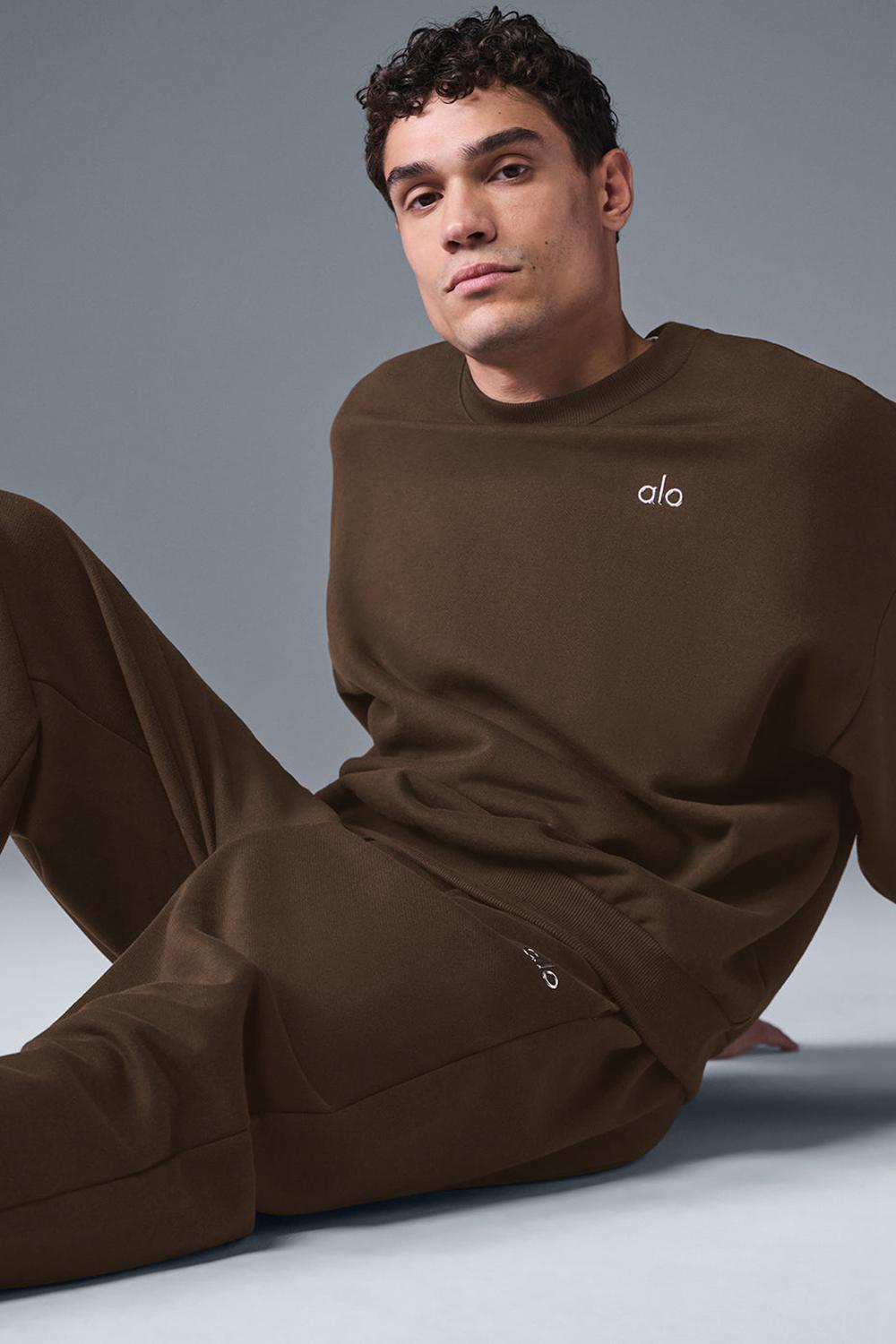 Espresso Men Alo Yoga Accolade Crew Neck Pullover | Australia  14863-FROL